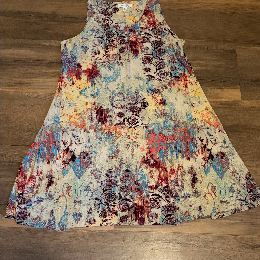Womens Nine West Multicolor Sleeveless Casual Dress Size Medium